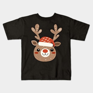 Cute kawaii reindeer Christmas design Kids T-Shirt